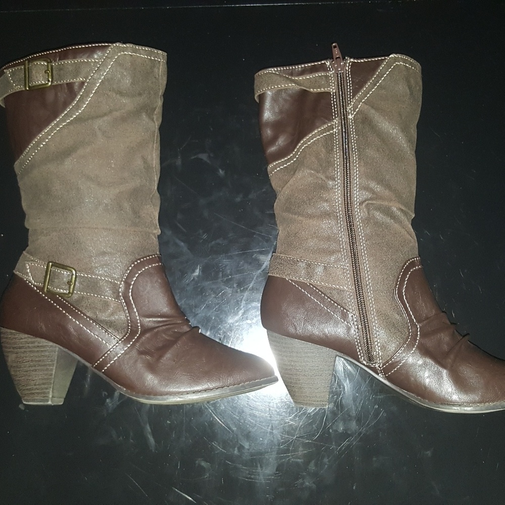 Prima brown leather and suede boots